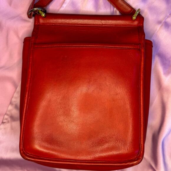 ❤️ Rare Vintage COACH 9136 Red Leather Small Field Bag Turnlock Brass Crossbody - Picture 10 of 12
